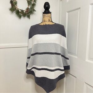 Barefoot Dreams Cozychic Ultra Lite Ocean Breeze Poncho Blue Water Multi Stripe